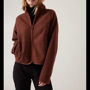 Women’s Athleta Stroll Fleece Full Zip Jacket Ancient Mahogany Size L